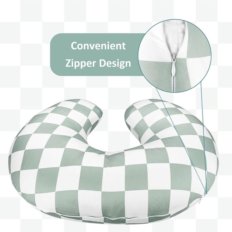 DILIMI Nursing Pillow Cover, Stretchy Removable Case for Breastfeeding Pillows, Ultra Soft Comfortable Slipcover for Baby Girl and Boy, Checkerboard Grid - Image 3